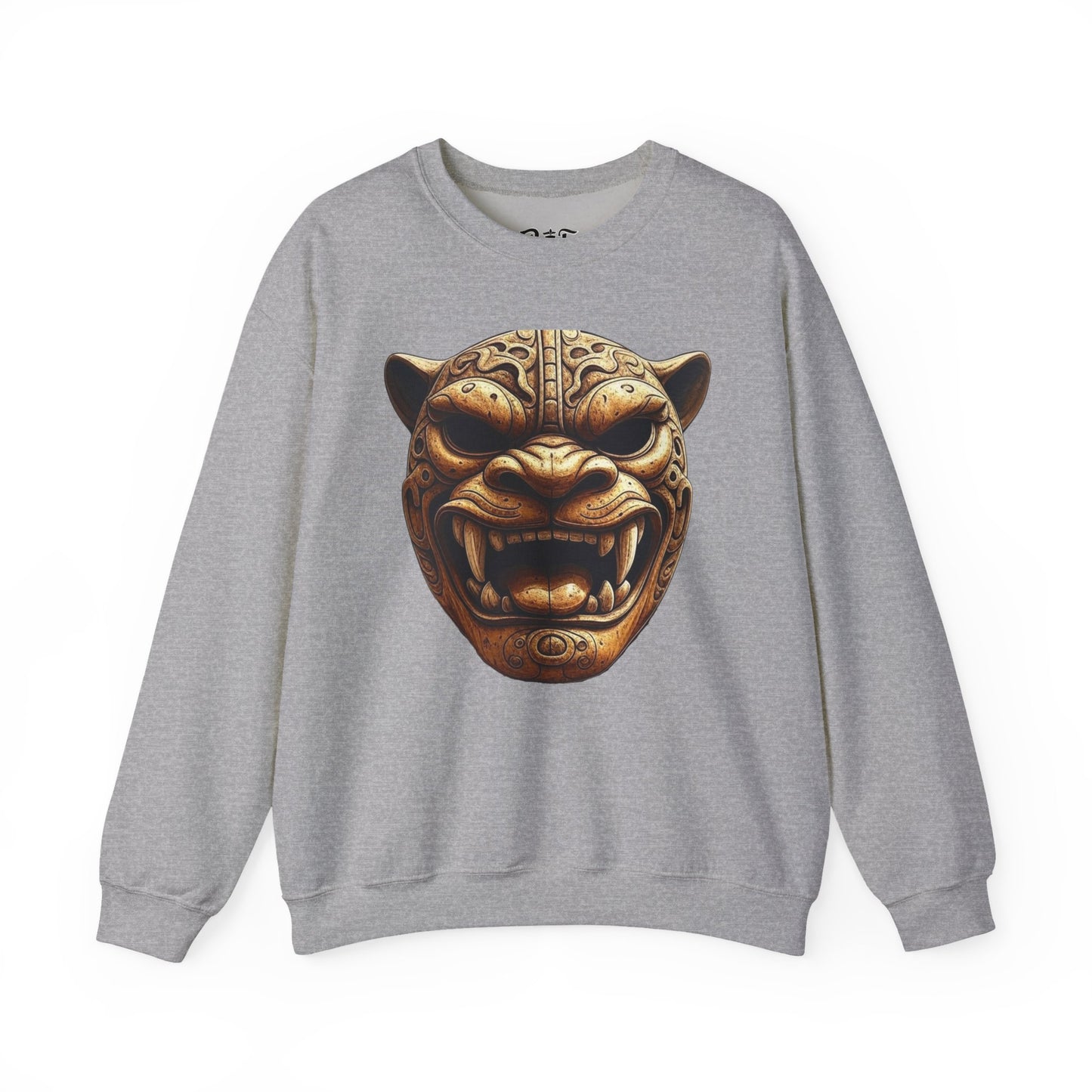 Azteekse oude jaguar krijgersmasker, unisex ronde hals sweatshirt