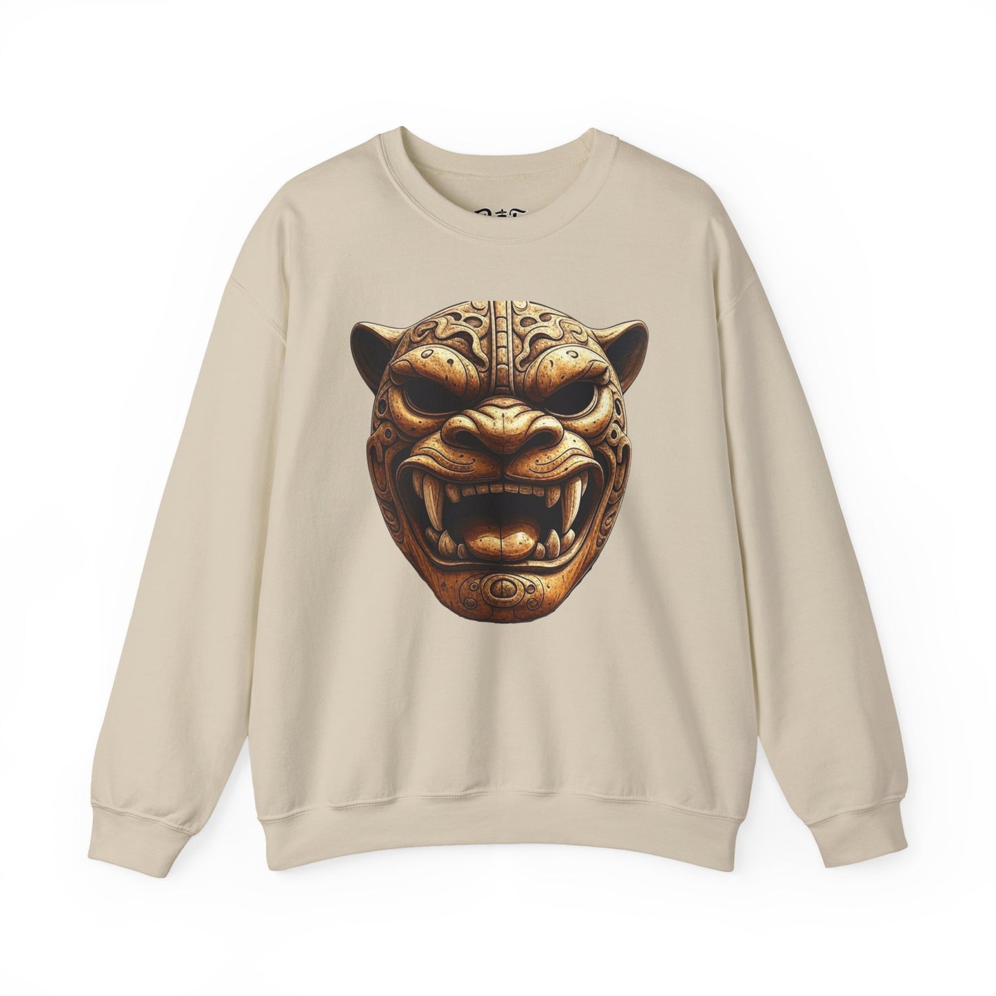 Azteekse oude jaguar krijgersmasker, unisex ronde hals sweatshirt