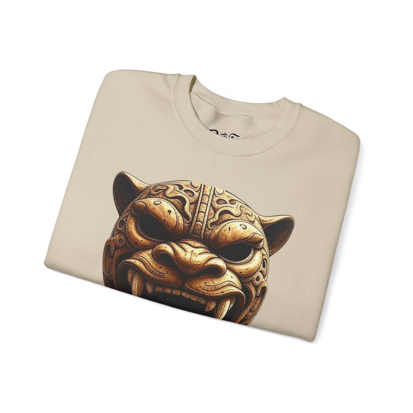 Azteekse oude jaguar krijgersmasker, unisex ronde hals sweatshirt
