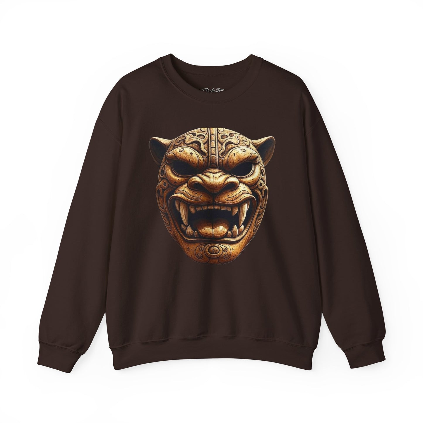 Azteekse oude jaguar krijgersmasker, unisex ronde hals sweatshirt
