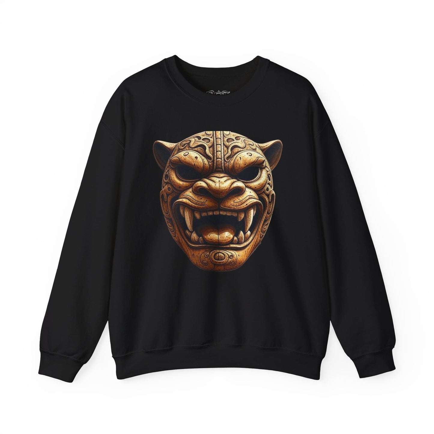 Azteekse oude jaguar krijgersmasker, unisex ronde hals sweatshirt