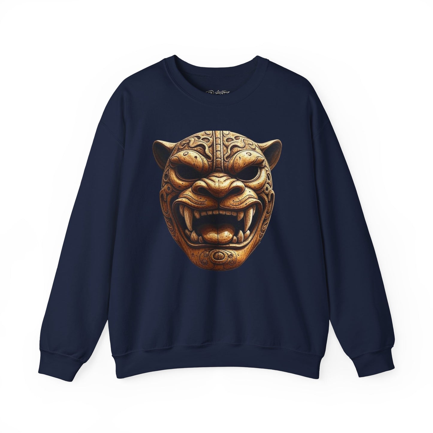 Azteekse oude jaguar krijgersmasker, unisex ronde hals sweatshirt