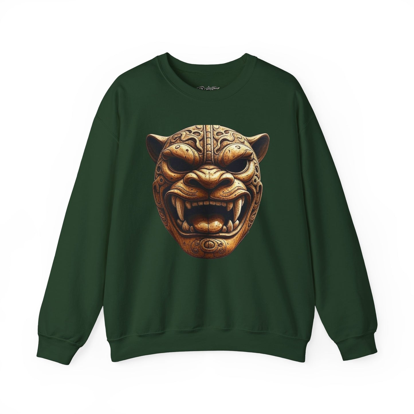 Azteekse oude jaguar krijgersmasker, unisex ronde hals sweatshirt